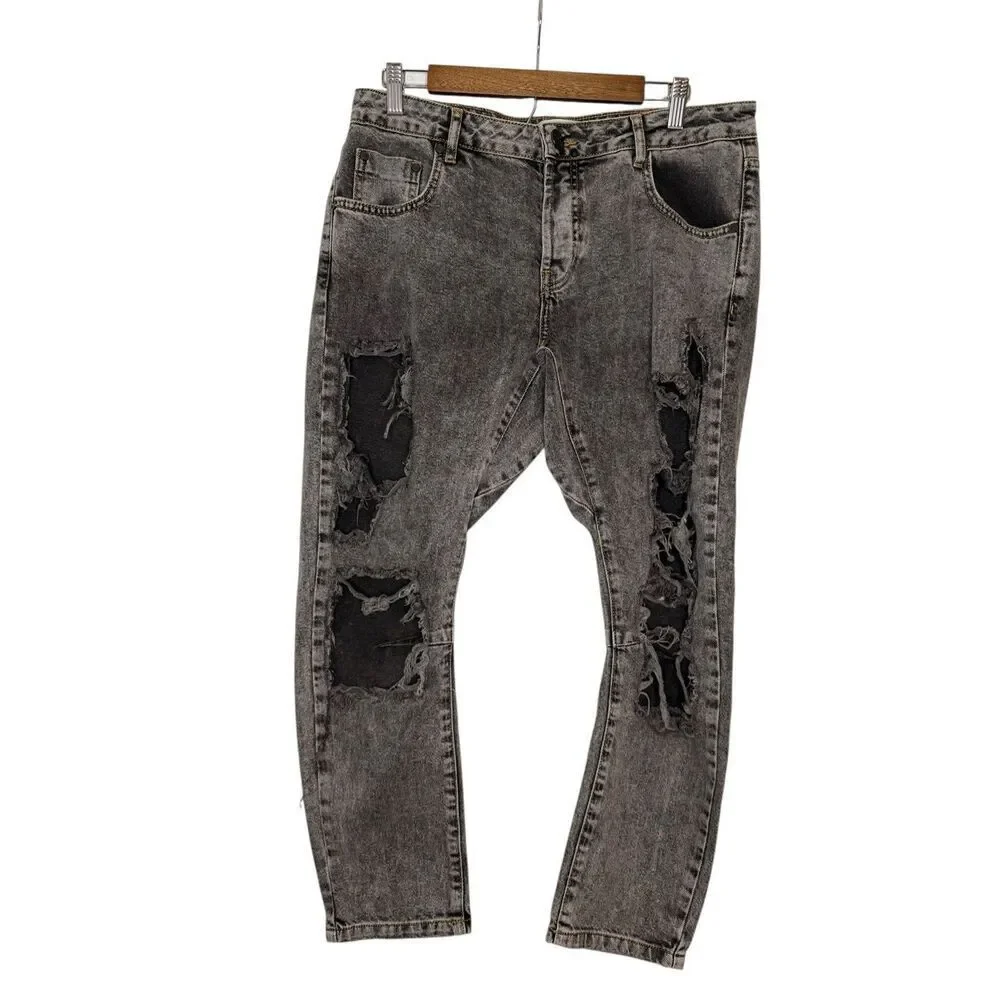 One Teaspoon Barrel Distressed‎ Button Fly Jeans Faded Black Size 29